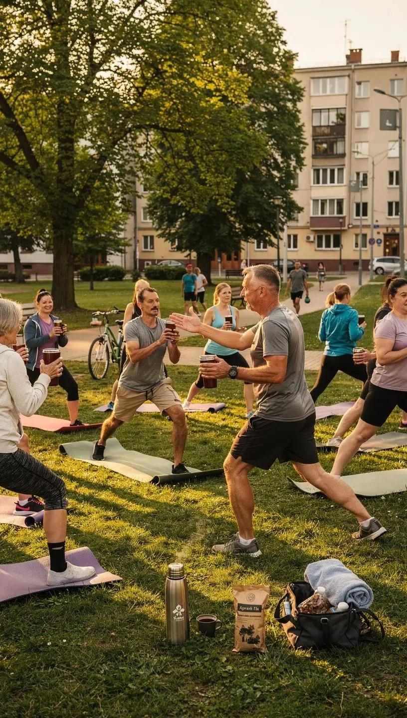 Pu-erh arbatos lapai, rodomi šalia krūvos vaisių, naudingų cholesterolio kontrolei.