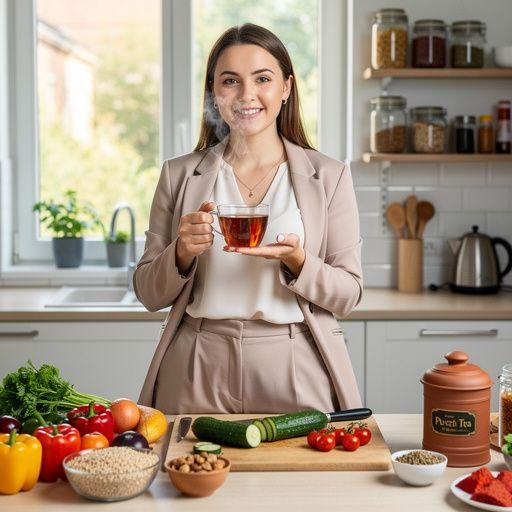 Pu-erh arbatos infuzija, rodomi skirtingi puodeliai su skirtinga arbatos intensyvumo spalva.